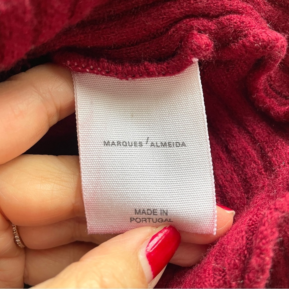 Marques Almeida Burgundy Ribbed Merino Wool Sweater - XS/S - Picture 8 of 12